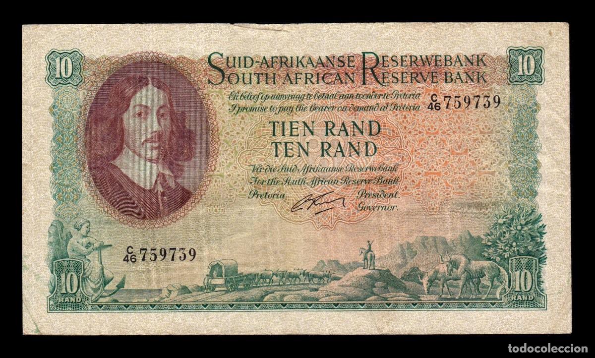 Billetes extranjeros: Sud&aacute;frica 10 Rand Bartholomeus Vermuyden 1962 Pick 107b Bc/Mbc F/Vf