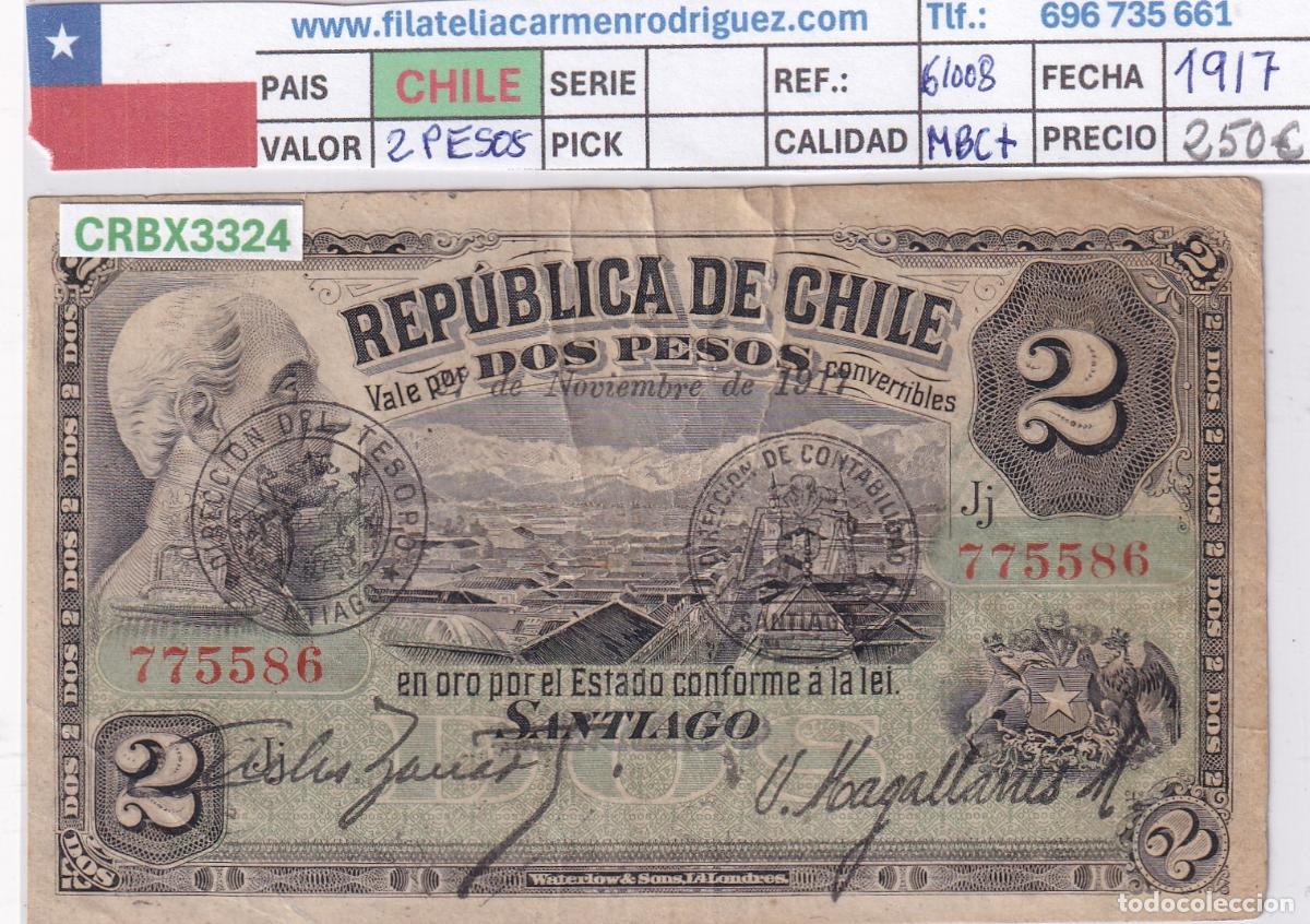 International Banknotes: CRBX3324 BILLETE CHILE 2 PESOS 1917 MBC+