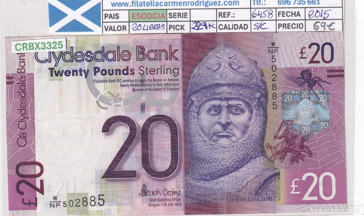 International Banknotes: CRBX3325 BILLETE ESCOCIA 20 LIBRAS 2015 SIN CIRCULAR
