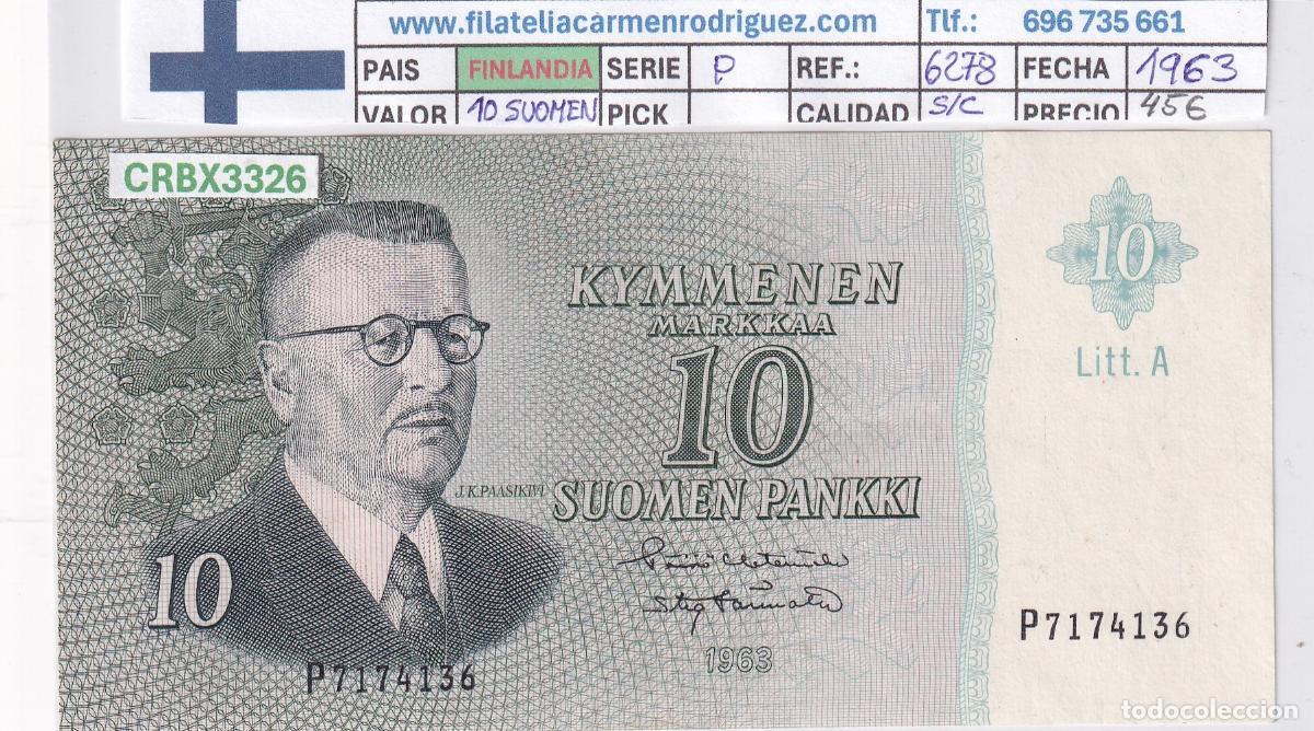 International Banknotes: CRBX3326 BILLETE FINLANDIA 10 SUOMEN PANKKI SERIE P 1963 SIN CIRCULAR