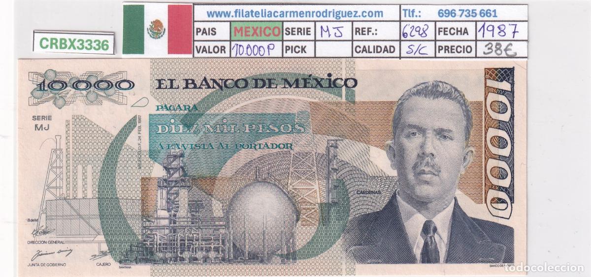 Billetes extranjeros: CRBX3336 BILLETE MEXICO 10000 PESOS 1987 SERIE MJ SIN CIRCULAR