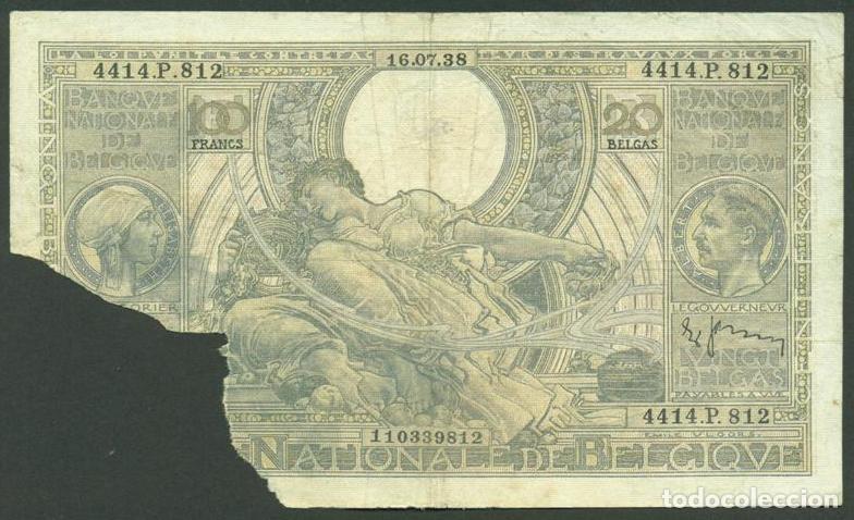 International Banknotes: BELGICA. 100 francs = 20 belgas 16.07.1938.
