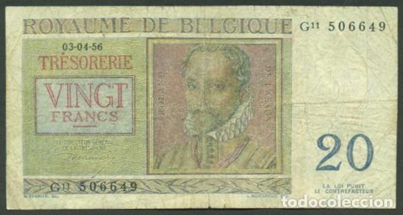 International Banknotes: BELGICA. 20 francs 1956. Pick 132.