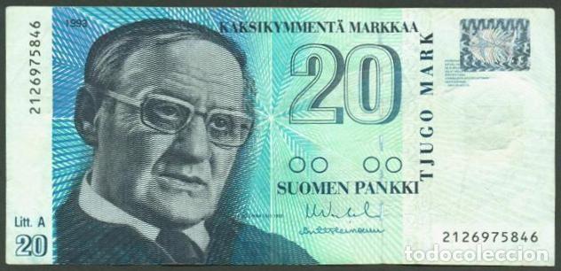 International Banknotes: FINLANDIA. 20 markkaa 1997. Pick 123. Variante de firmas.