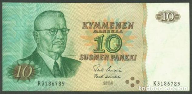 International Banknotes: FINLANDIA. 10 markkaa 1980. Sin Litt.. Pick 111. Variante de firmas.