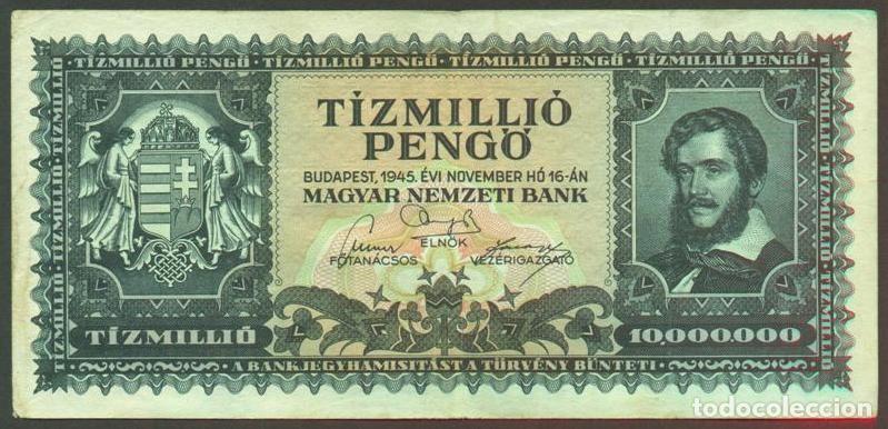 International Banknotes: HUNGRIA. 10000000 pengo 16.11. 1945. Pick 123.