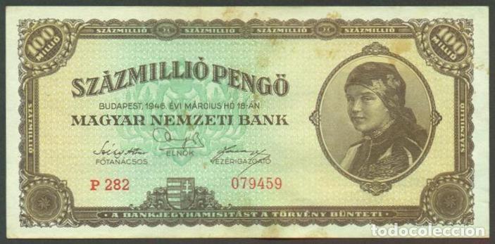 International Banknotes: HUNGRIA. 100000000 pengo 14.3. 1946. Pick 124.