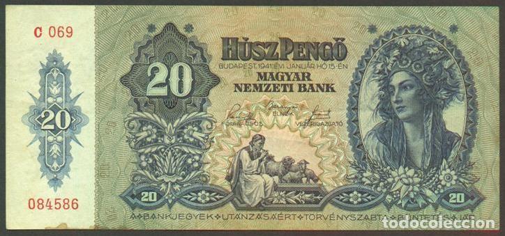 International Banknotes: HUNGRIA. II G.M. 20 pengo 1941. Pick 109.