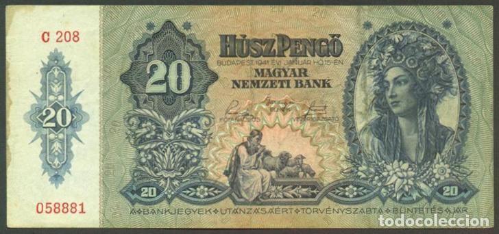 International Banknotes: HUNGRIA. II G.M. 20 pengo 1941. Pick 109.