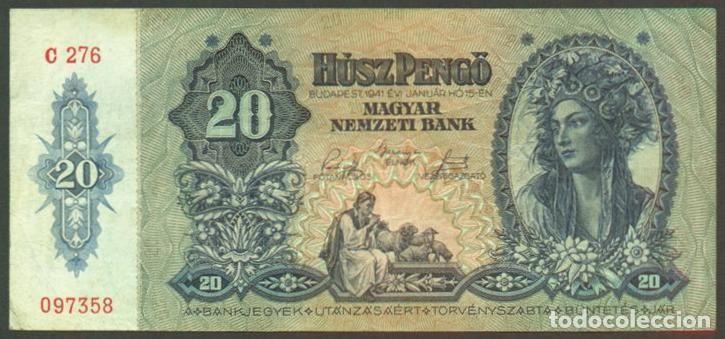 International Banknotes: HUNGRIA. II G.M. 20 pengo 1941. Pick 109.