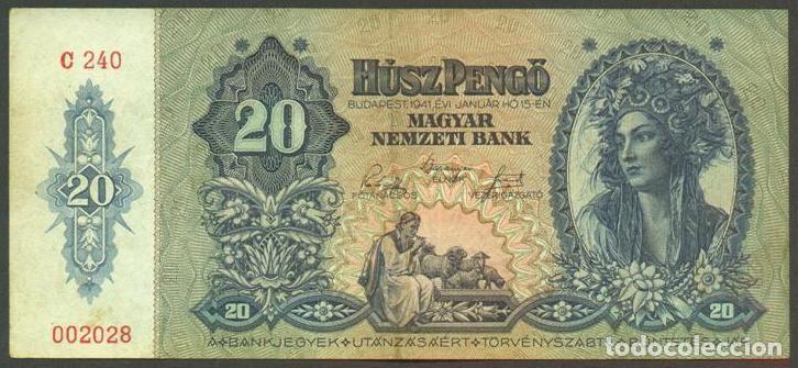 International Banknotes: HUNGRIA. II G.M. 20 pengo 1941. Pick 109.