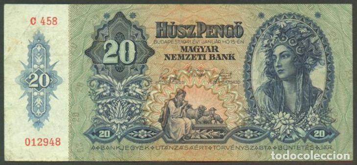 International Banknotes: HUNGRIA. II G.M. 20 pengo 1941. Pick 109.