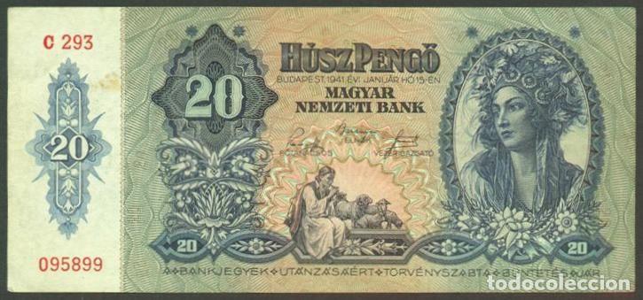 International Banknotes: HUNGRIA. II G.M. 20 pengo 1941. Pick 109.