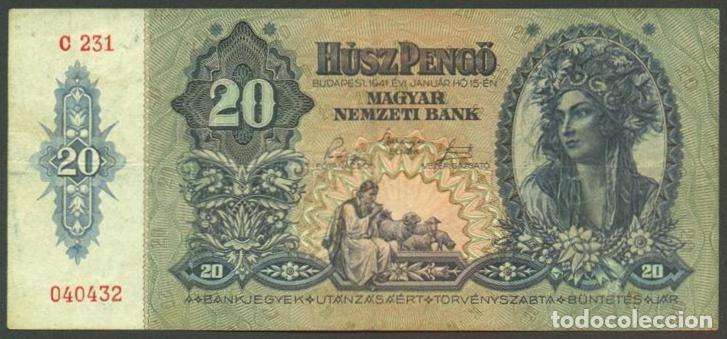 Billets internationaux: HUNGRIA. II G.M. 20 pengo 1941. Pick 109.