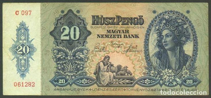Billets internationaux: HUNGRIA. II G.M. 20 pengo 1941. Pick 109.
