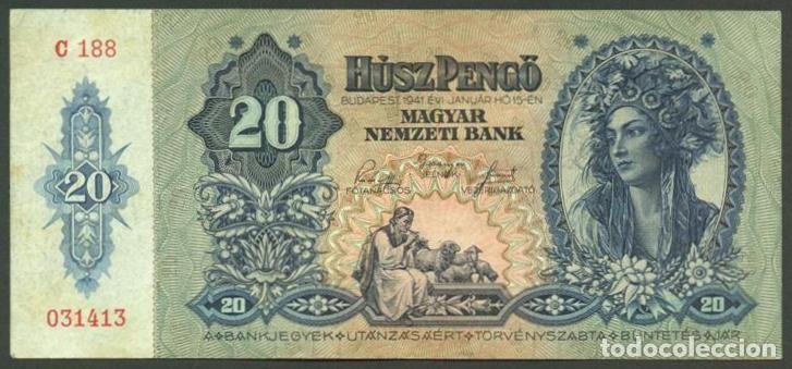 Billets internationaux: HUNGRIA. II G.M. 20 pengo 1941. Pick 109.