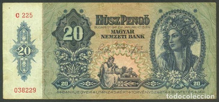 Billets internationaux: HUNGRIA. II G.M. 20 pengo 1941. Pick 109.