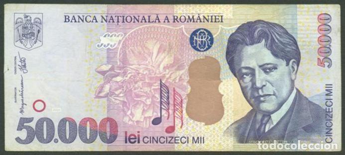 Billetes extranjeros: RUMANIA. 50000 lei a&ntilde;o 2000. Pick 109A. Billete de papel. Serie B.
