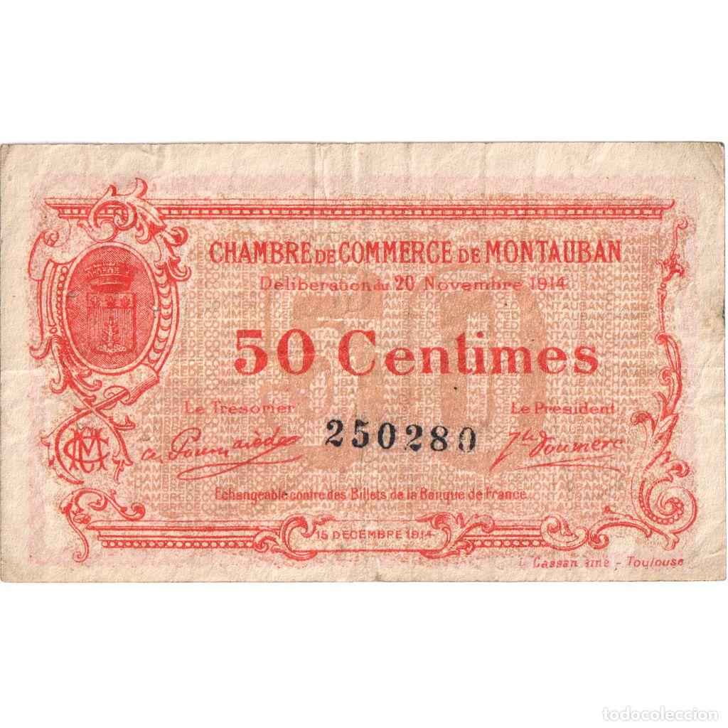 Billetes extranjeros: [#1185193] Francia, Montauban, 50 Centimes, 1914-11-20, 250280, BC