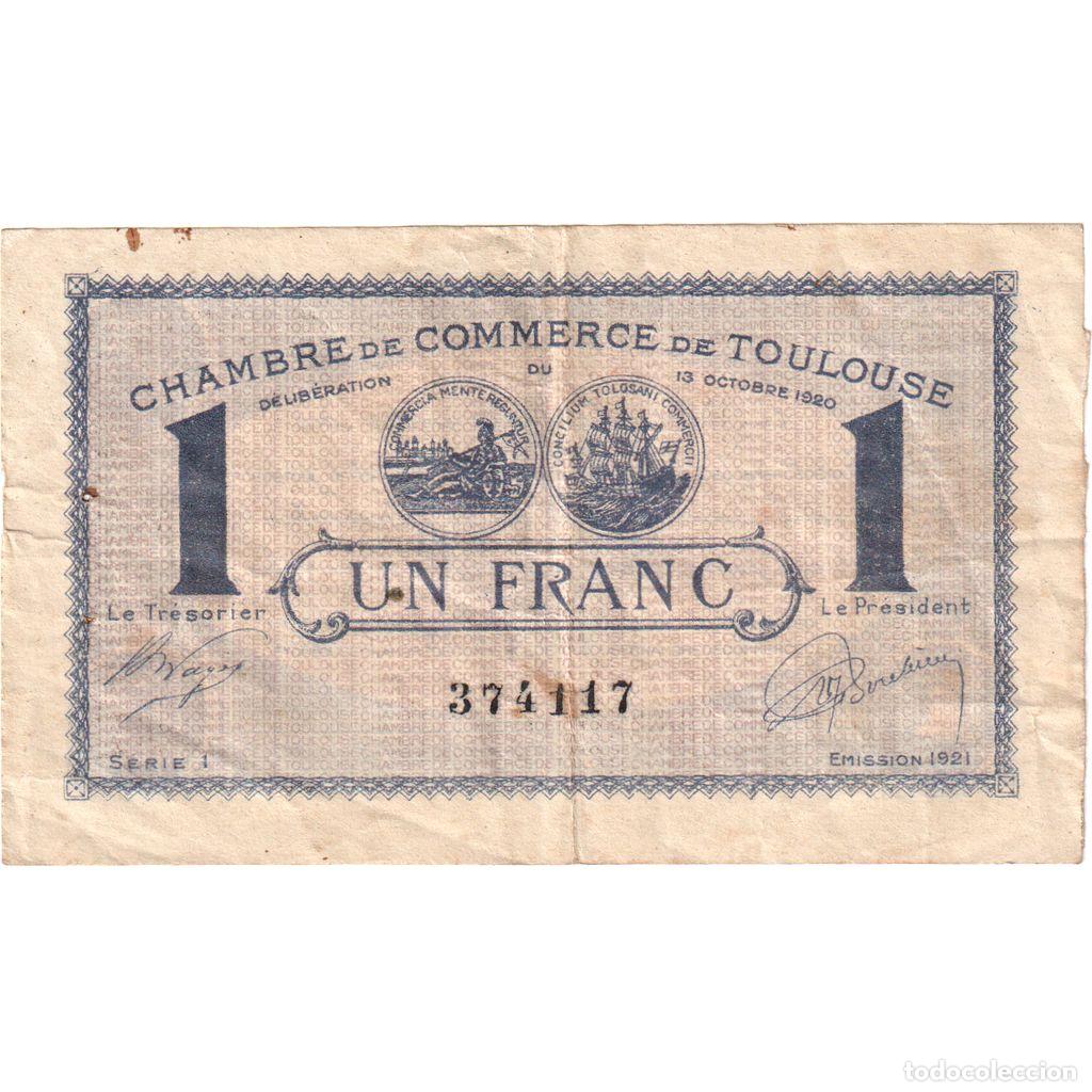 Billetes extranjeros: [#1185192] Francia, Toulouse, 1 Franc, 1920-10-13, BC