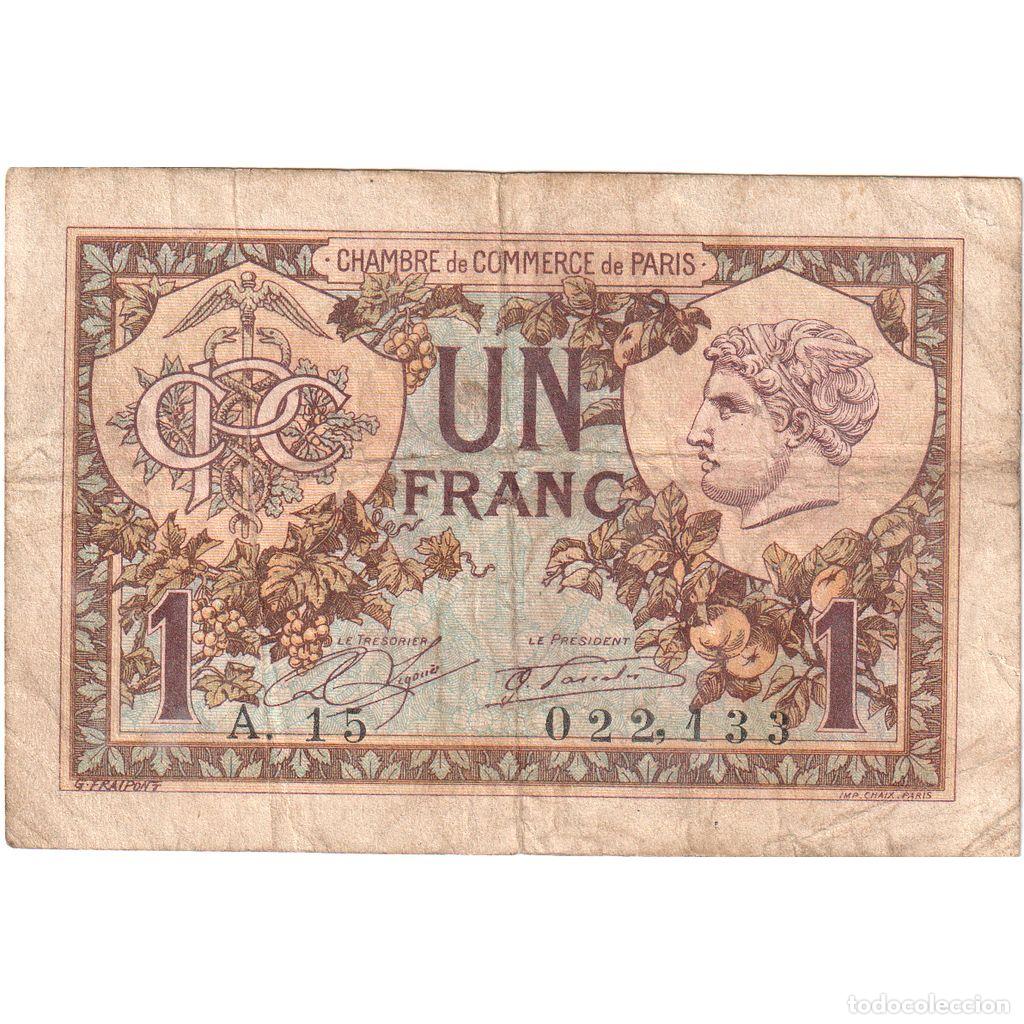 Billetes extranjeros: [#1185196] Francia, Paris, 1 Franc, 1922-07-01, A.15, BC