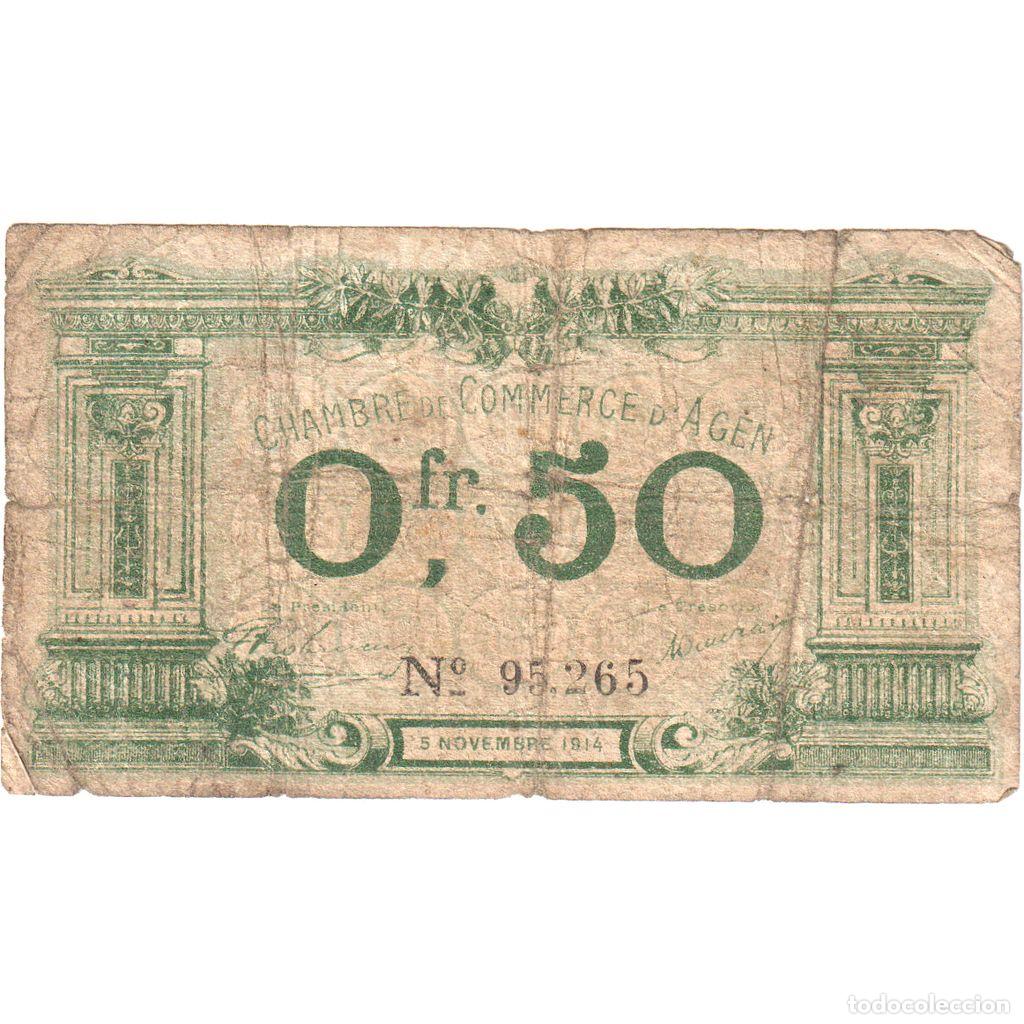 Billetes extranjeros: [#1185199] Francia, Agen, 50 Centimes, 1914-11-05, 95265, RC