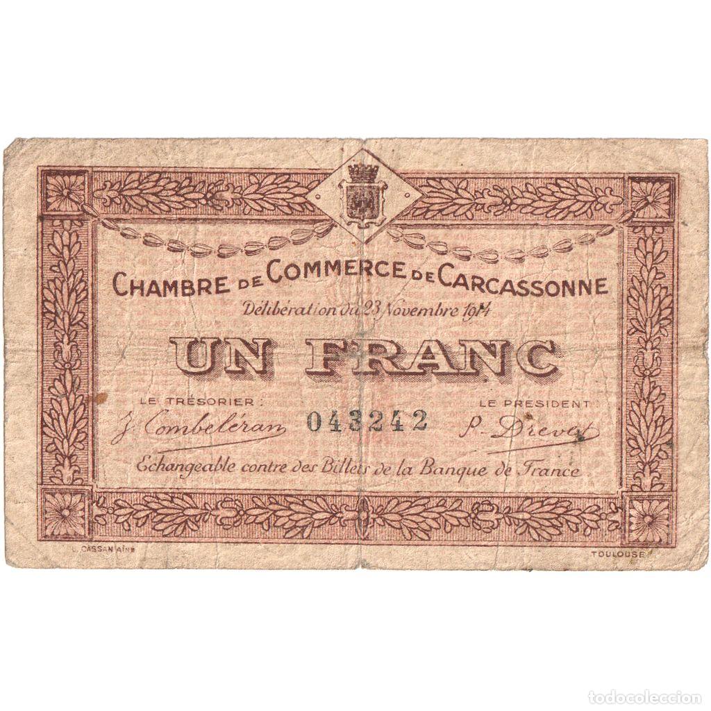 Billetes extranjeros: [#1185205] Francia, Carcassonne, 1 Franc, 1914-11-23, 043242, RC+