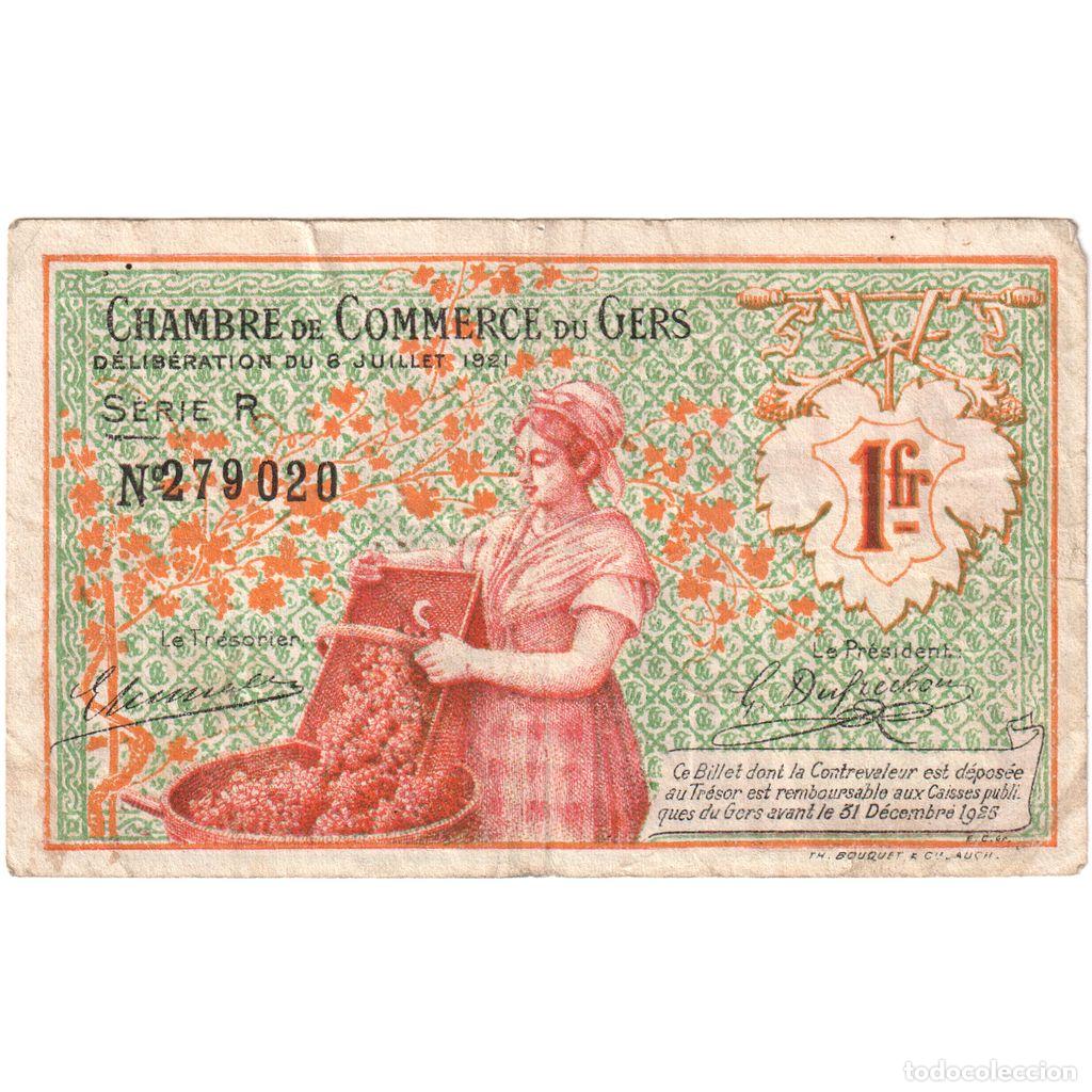 Billetes extranjeros: [#1185206] Francia, Gers, 1 Franc, 1921-07-06, S&eacute;rie R, BC