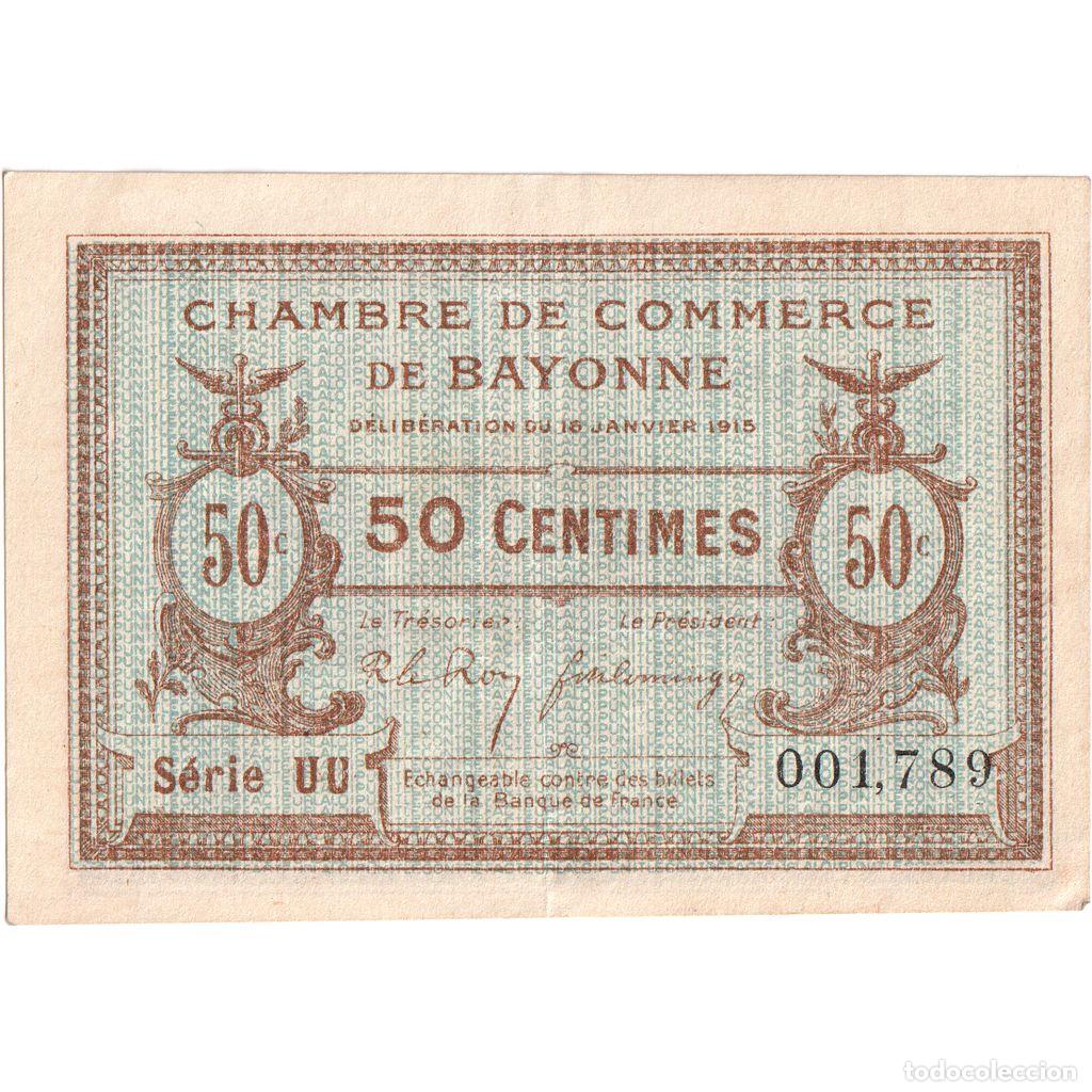 Billetes extranjeros: [#1185216] Francia, Bayonne, 50 Centimes, 1915-01-16, SERIE UU, EBC