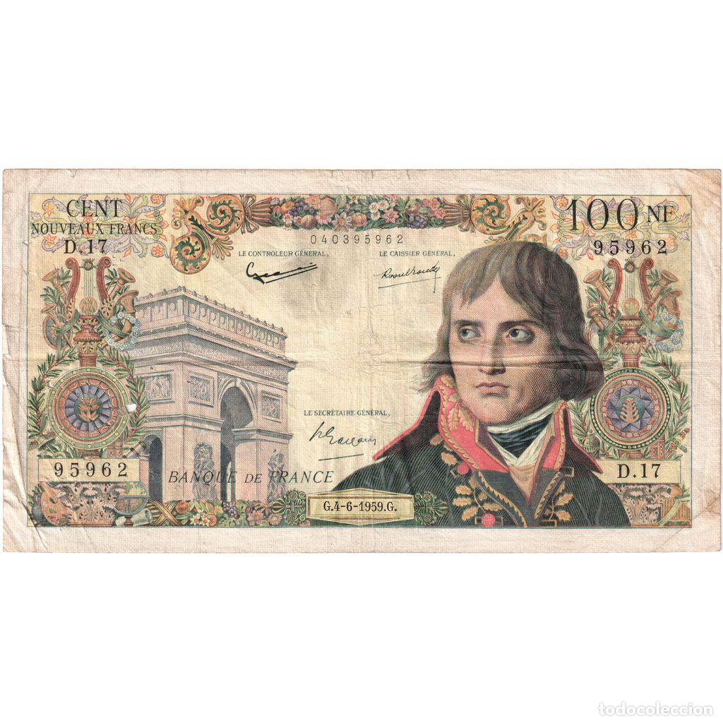 Billetes extranjeros: [#1185180] Francia, 100 Nouveaux Francs, Bonaparte, 1959-06-04, D.17, BC