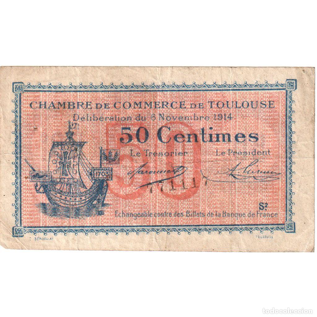 Billetes extranjeros: [#1185213] Francia, Toulouse, 50 Centimes, 1914-11-06, 771117, BC+