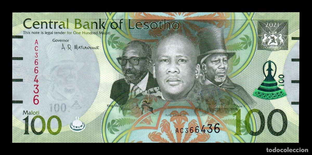 Billetes extranjeros: Lesoto 100 Maloti 2021 Pick 29a Sc Unc