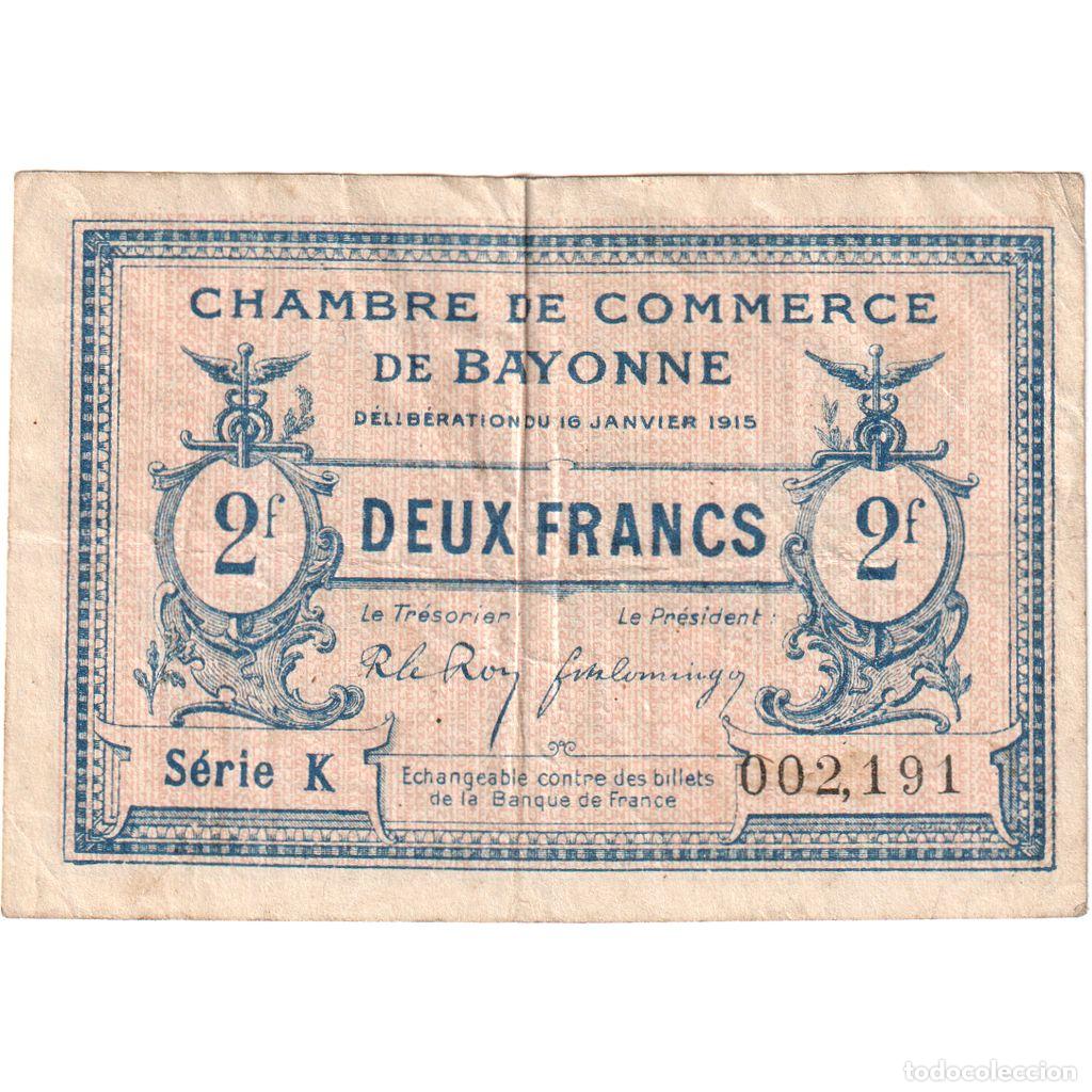 Billetes extranjeros: [#1185212] Francia, Bayonne, 2 Francs, 1915-01-16, Serie K, MBC