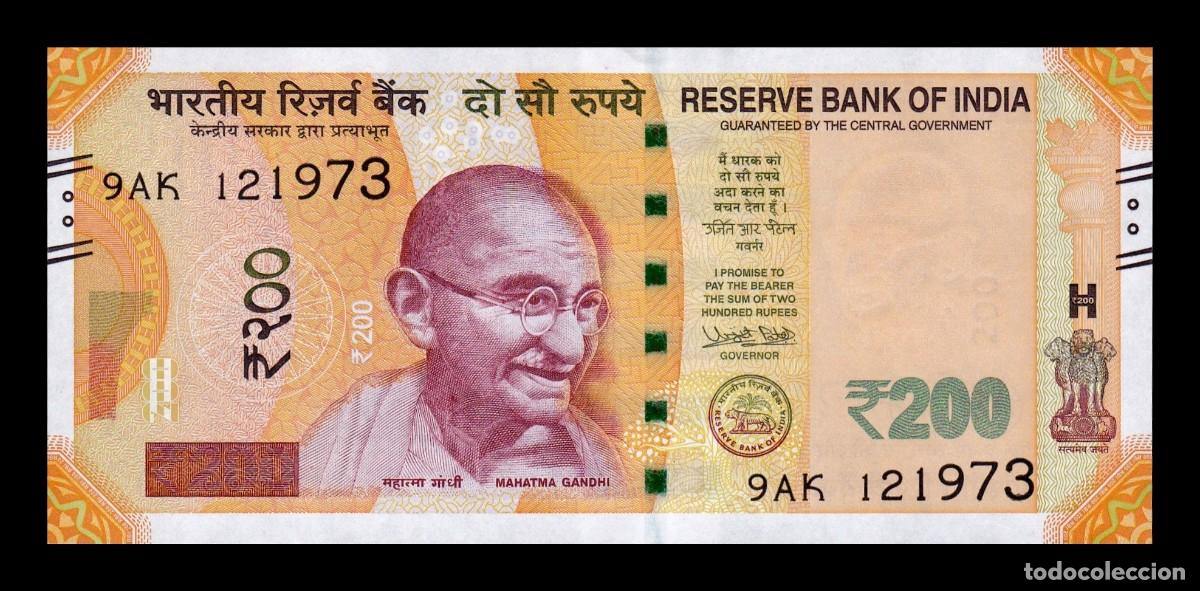 Billetes extranjeros: India 200 Rupias Gandhi 2017 Pick 113a Sin letra Sc Unc
