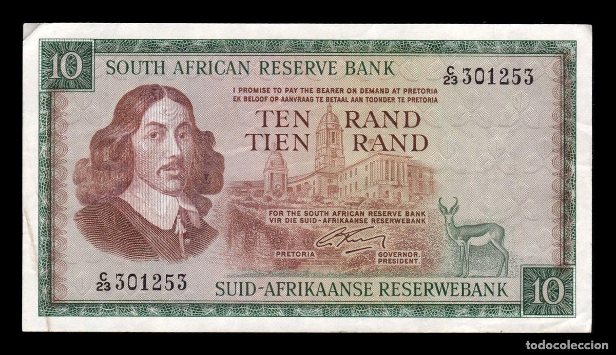 Billetes extranjeros: Sud&aacute;frica 10 Rand Bartholomeus Vermuyden 1966 Pick 113a Mbc Vf