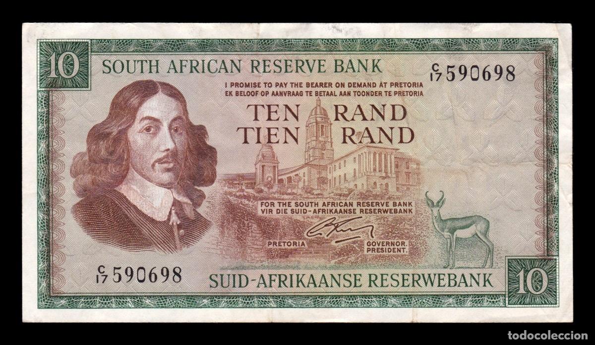 Billetes extranjeros: Sud&aacute;frica 10 Rand Bartholomeus Vermuyden 1966 Pick 113a Mbc Vf