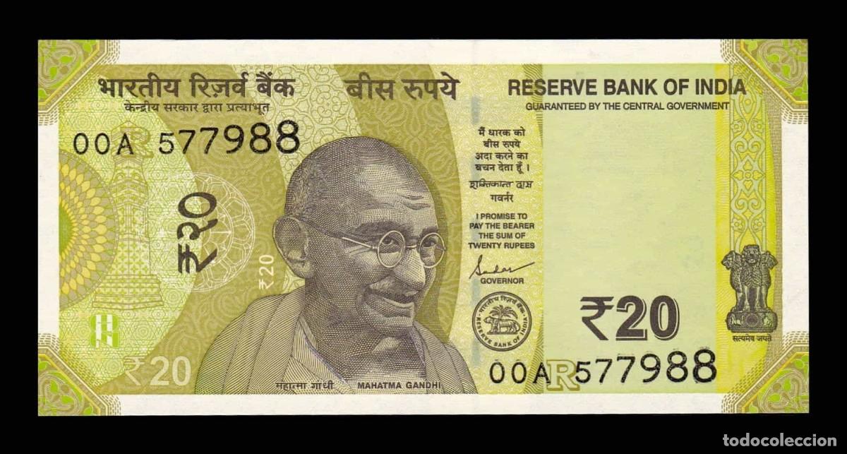Billetes extranjeros: India 20 Rupias Gandhi 2019 Pick 110 Letra R Sc Unc