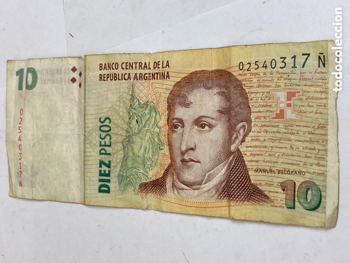 Billetes extranjeros: Billete de 10 pesos Argentinos