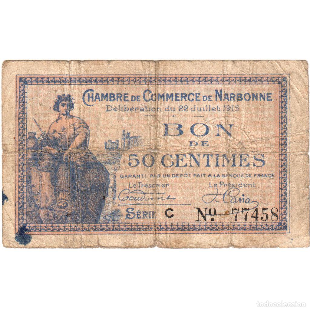 Billetes extranjeros: [#1185220] Francia, Narbonne, 50 Centimes, 1915-07-22, SERIE C, RC+