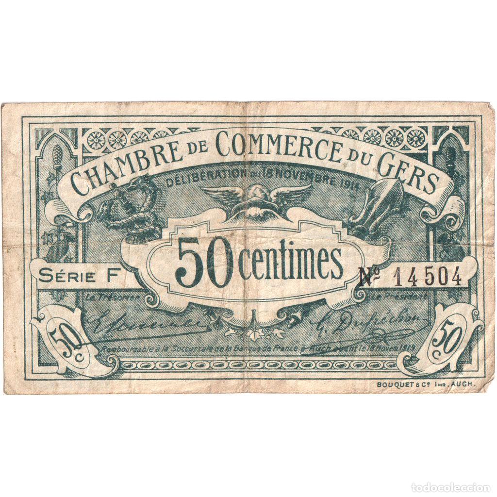 Billetes extranjeros: [#1185221] Francia, Auch, 50 Centimes, 1914-11-18, SERIE F, BC+