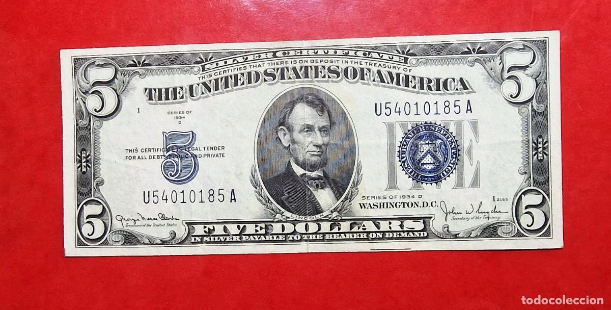Billetes extranjeros: ESTADOS UNIDOS USA EBC |SOLO ACEPTO PAYPAL| BILLETE $ 5 DOLARES 1934 LEER DESCRIPCION