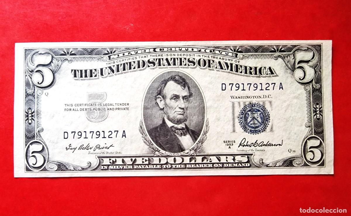 Billetes extranjeros: ESTADOS UNIDOS USA EBC+ |SOLO ACEPTO PAYPAL| BILLETE $ 5 DOLARES 1953 LEER DESCRIPCION