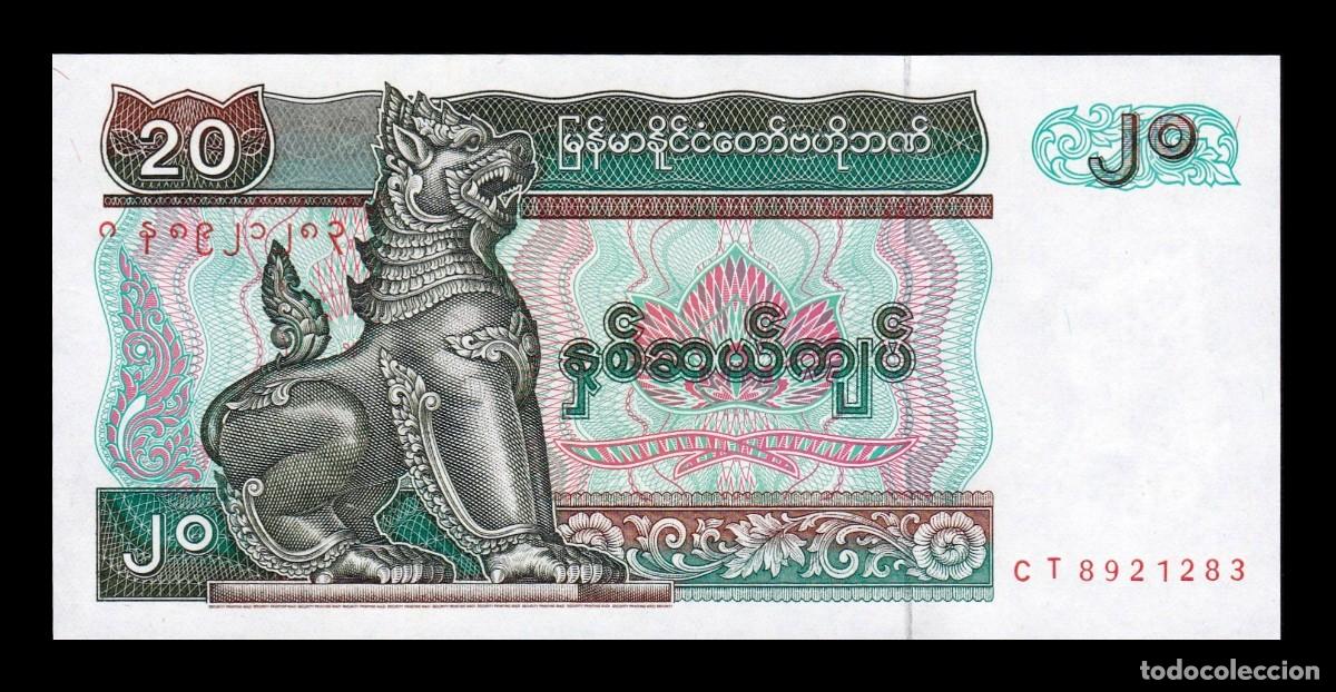 Billetes extranjeros: Myanmar 20 Kyats 1994 Pick 72 Sc Unc
