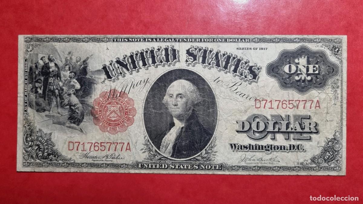 Billetes extranjeros: ESTADOS UNIDOS USA SELLO ROJO MUY BUEN |SOLO ACEPTO PAYPAL| BILLETE $ 1 DOLAR 1917 LEER DESCRIPCION
