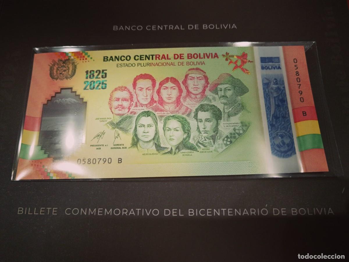 Billetes extranjeros: Billete Conmemorativo Bicentenario Bolivia