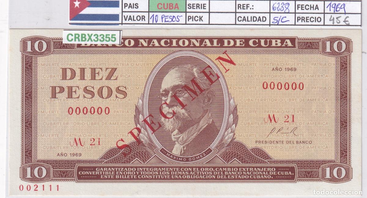 Billetes extranjeros: CRBX3355 BILLETE CUBA 10 PESOS 1969 SPECIMEN S/C-