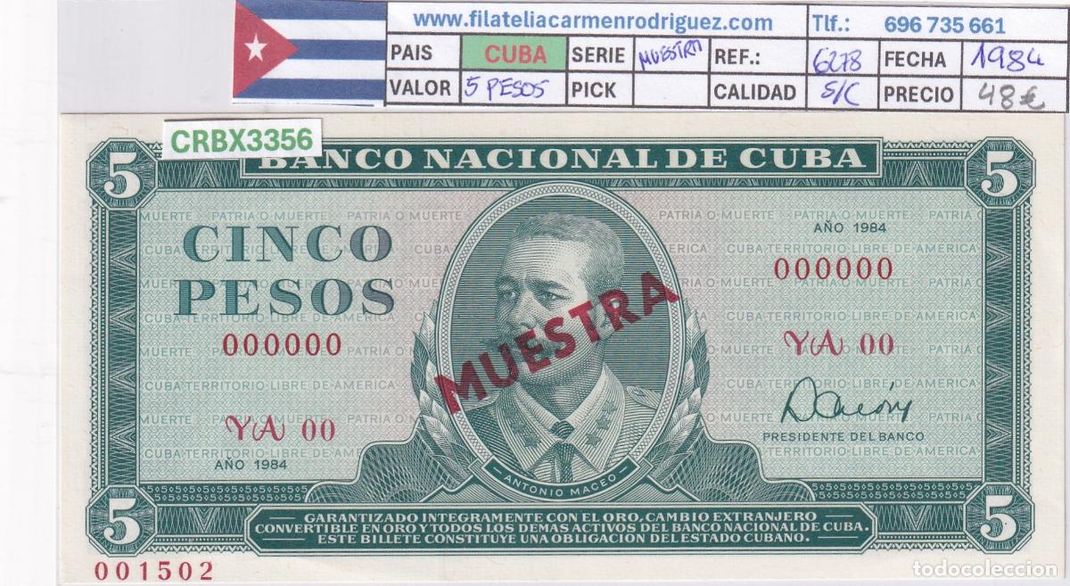 Billetes extranjeros: CRBX3356 BILLETE CUBA 5 PESOS 1984 MUESTRA SERIE YA SC
