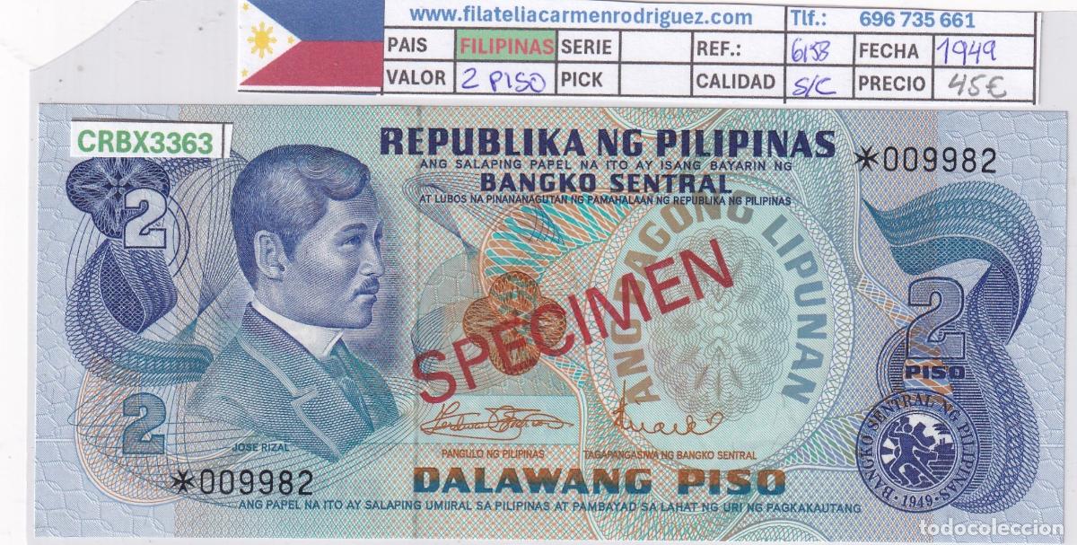 Billetes extranjeros: CRBX3363 BILLETE FILIPINAS 2 PISOS 1949 SPECIMEN SC