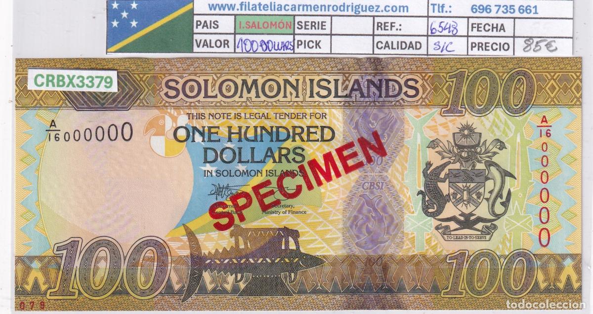 Billetes extranjeros: CRBX3379 BILLETE ISLAS SALOMON 100 DOLARES SPECIMEN SC