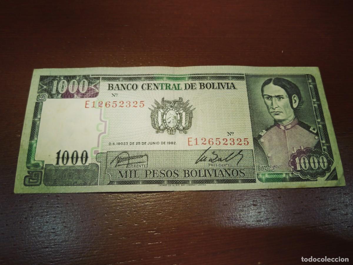 Billetes extranjeros: Billete 1000 Bolivianos Banco Central Bolivia